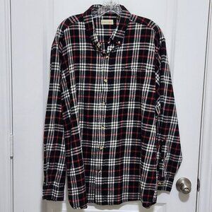 Hobbs Creek Mens XL Button Up Flannel Shirt Black White Red Plaid Long Sleeve